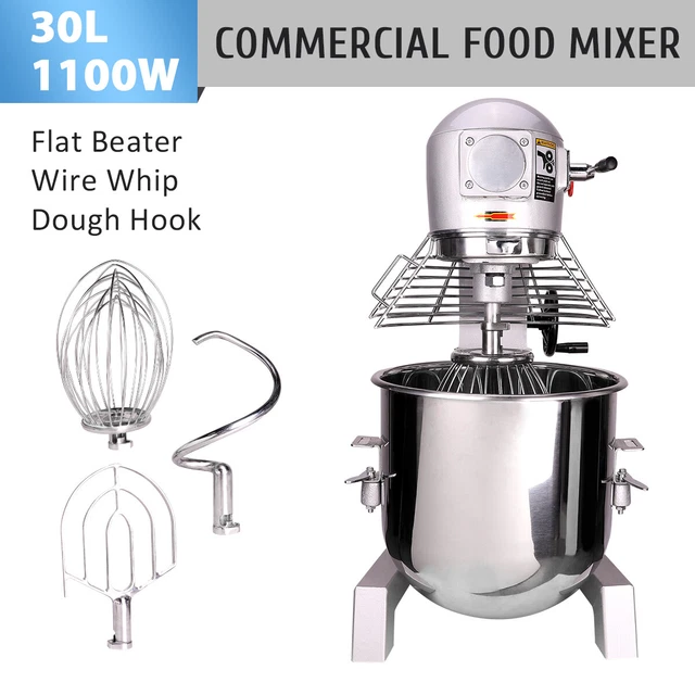 Commercial Food Dough Mixer 30L  Planetary Stand Beater Whip Cake Bread 1100W