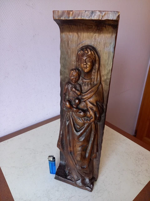 Craie vintage Madonna et Baby Plaque Vierge Marie et Jésus France