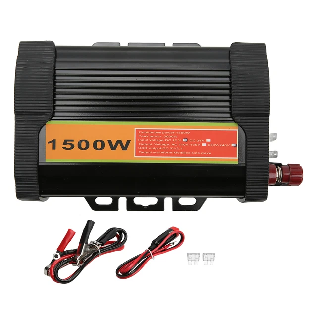 Onduleur/chargeur Voiture 12V/24V Vers 220V - 3 Ports USB + Prise Secteur - Pour Camping, Voyages, Ordinateur Portable - 3