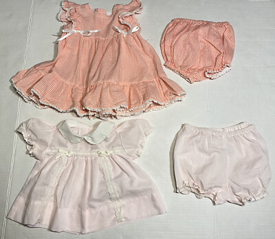 Dresses Vtg Pink Alexis 6 / 9 mos Baby Girls Diaper Cover and Unbranded Peach