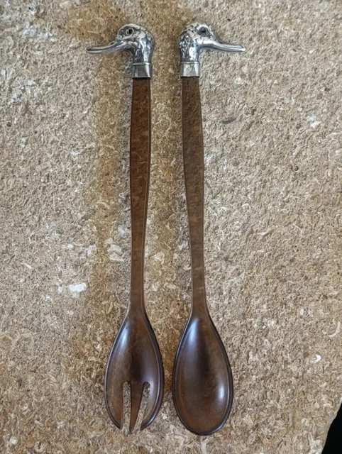 Couvert à Salade En Métal Argenté – Vintage, Lot De 2