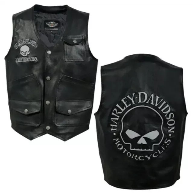 Harley davidson leather jacket with skull on online back