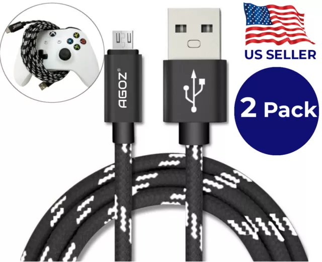 2 Pack Micro USB FAST Charger Cable Charging Sync Cord for Xbox One Controller