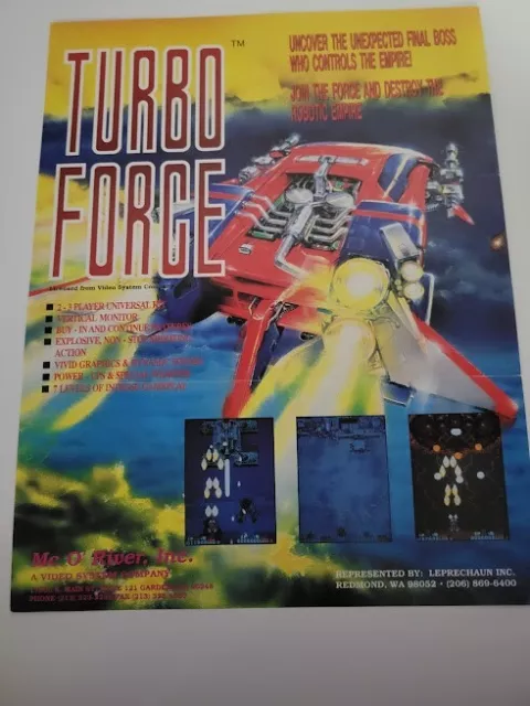 Flyer  MC O" RIVER=TURBO FORCE    Video Game advertisement original see pic