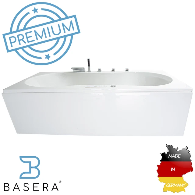 Bañera de hidromasaje interior Basera® PREMIUM Palma 190 x 90 cm con 20 masajes...