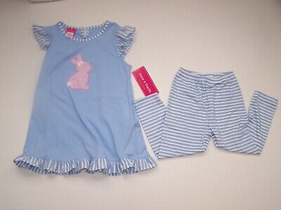 Claire & Charlie Boutique Girls Bunny Tunic Set Blue Multicolor Size 6X NWT