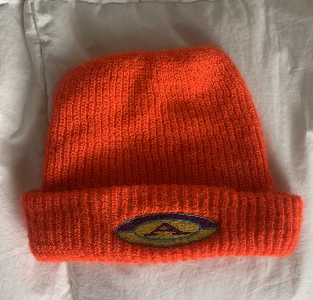 Anarchic Adjustment  Logo Vintage Neon Orange Beanie Hat Cap Rave