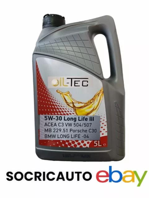 5 Litri Olio Motore Oil-TEC  5w30 Longlife III Acea C3 VW 504/507  Porsche C30