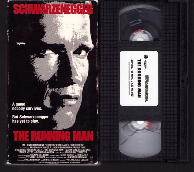 THE RUNNING MAN (VHS) Scifi Action Arnold Schwarzenegger Vestron