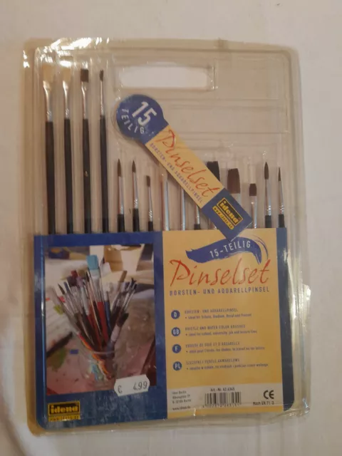 idena Pinselset Borsten- und Aquarellpinsel 15-teilig (neu)