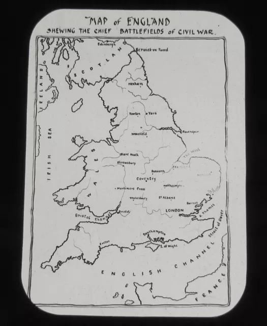 JV Glass Magic lantern slide CIVIL WAR CHIEF BATTLEFIELDS C1890 ENGLISH HISTORY