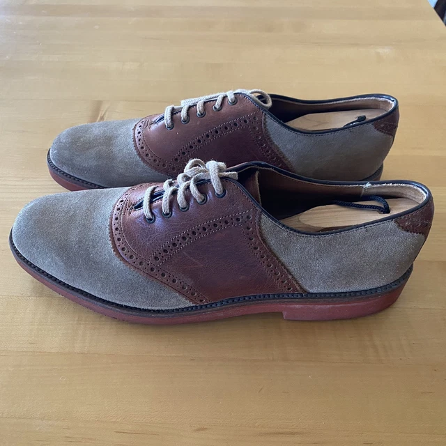 Vintage Men's Walk Over Beige Suede/Leather Saddle Oxford Shoes! Size 10.5 Usa