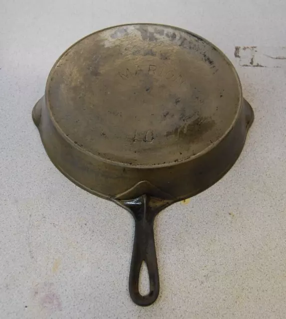 Rare Antique Cast Iron Skillet Branded Marion #10 /Marion Stove Co. Marion, IN.