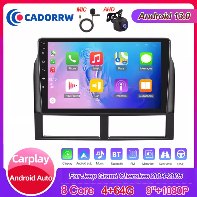 4+64G 9" Android 13 Carplay Autoradio GPS Nav WiFi für Jeep Grand Cherokee WJ/WG