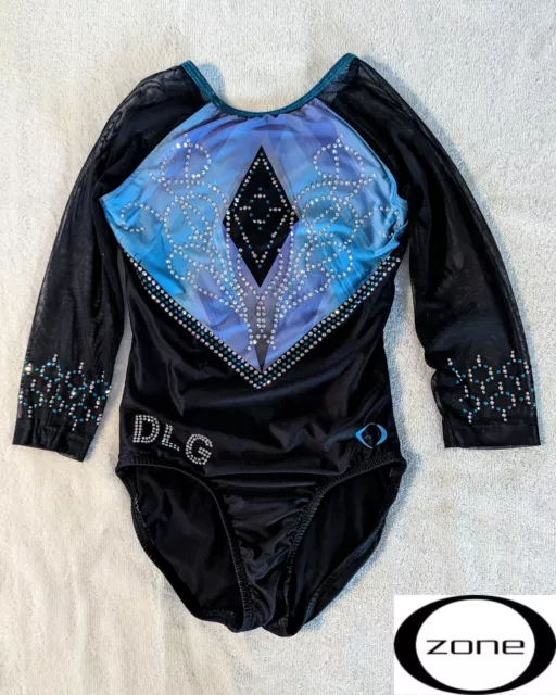 COMPETITION Ozone gymnastics Leotard AS Small 3/4 sleeve Warrior RHINESTONES