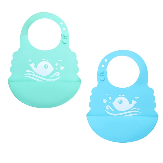 2 pz bavaglini in silicone bambino cartone animato modello balena bavaglino alimentazione bavaglino cibo tasca