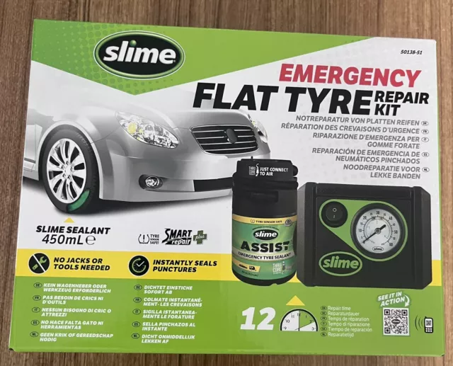 Slime Emergency Flat Tyre Repair Plus Sealant Kit Air Compressor 50138-51 RRP 38