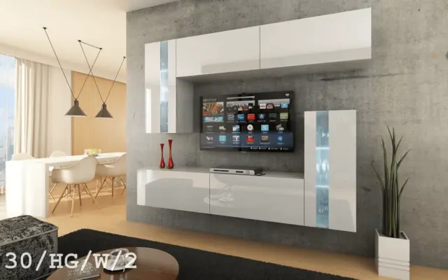 Living Room Modern tv unit Furniture Set Entertainment Wall Cabinet Cupboard Led