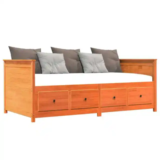 Sofá cama de madera maciza de pino marrón cera 80x200 cm vidaXL