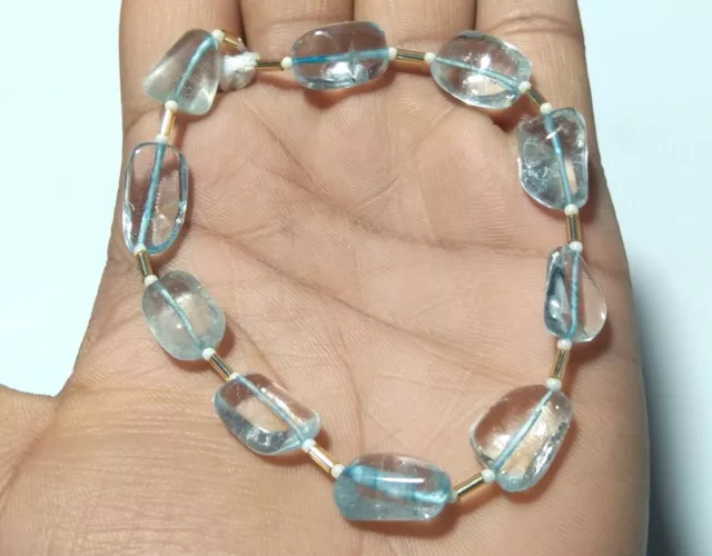 Blue Topaz Natural Nugget 10x15-11x16mm Smooth Loose Gemstone Beads 8" 105Cts