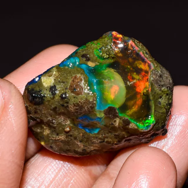 Ethiopian opal rough Welo Feu Noir Brut Opale Cristal Pierre Précieuse 43 CT