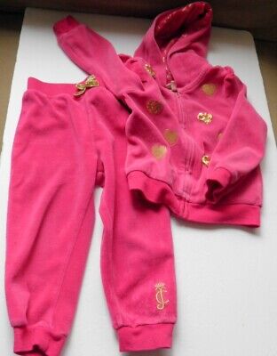 Y2K Style Juicy Couture 2 Piece Velour Track Suit Girl’s 24m Pink Embroidery