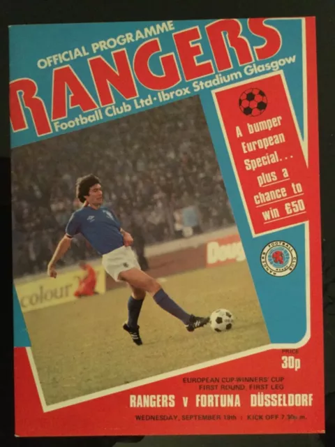 Rangers v Fortuna Düsseldorf ECWC Programme September 1979