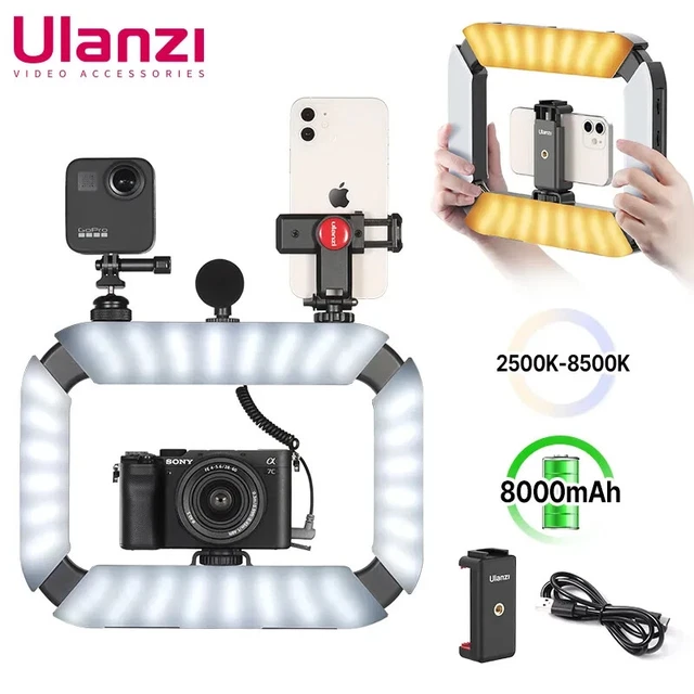 Ulanzi u200 hand held ring light 2 in 1 cold shoe for microphone soci.media live