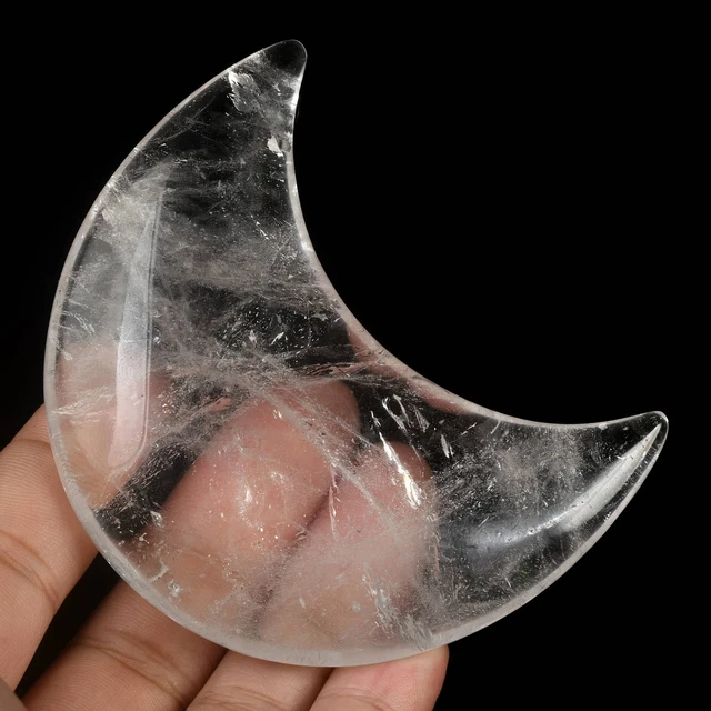 Coleccionables lunares tallados en cristal transparente natural de 3,31" #35K53