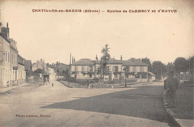 Cpa 58 Chatillon En Bazois Route De Clamecy Et D'autun