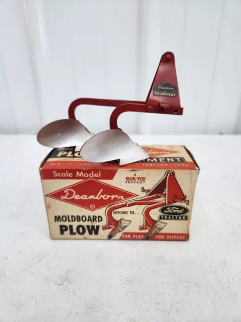 Vintage Original 1/12 Slik Ford Dearborn 2 Bottom Moldboard Toy Plow With Box