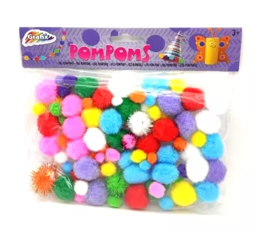 Pompons Plüsch Bällchen bunt gemischt 8 - 30 mm 150 kugeln Basteln Kinder Spiel