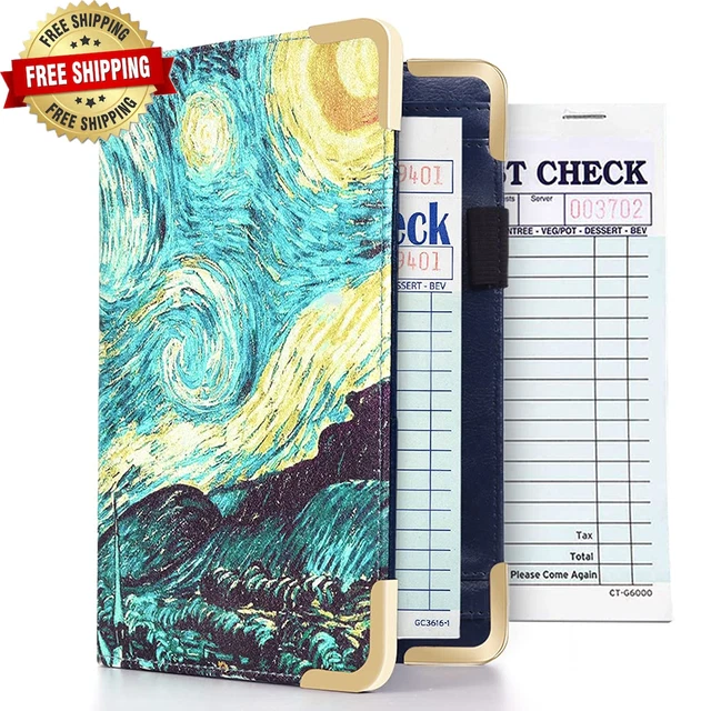 Server Book - Waitress Book Organizer with Zipper Pouch for Restaurant Waitstaff
