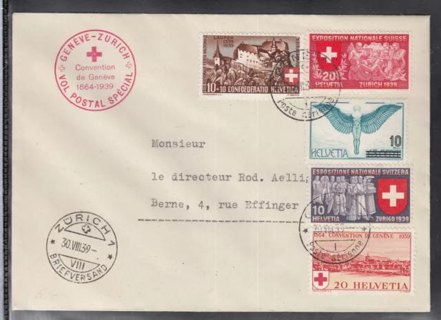 Schweiz Beleg 1939  Geneve - Zurich Red Cross / Rotes Kreuz