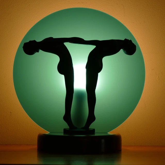 BEAUTIFUL L&LWMC LOEVSKY U.S.A. MID 20th CENTURY ART DECO STYLE LAMP IN VGC.