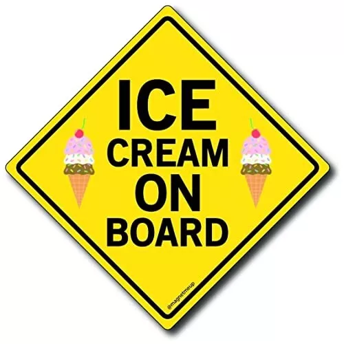 Ice Cream On Board Magnet Decal, 5x5 Inches, Automotive Magnet for Car