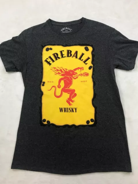 Cinnamon Fireball Whiskey Mens Medium Short Sleeve Logo Graphic Black #2915