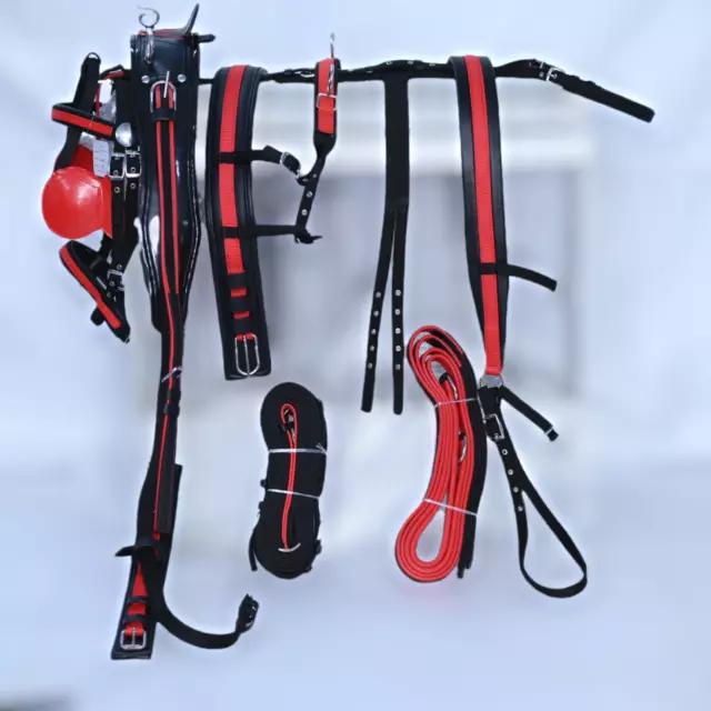 Horse Nylon Driving Cart Harness Set Black AND Red Full Cob Pony Deluxe QUALITY