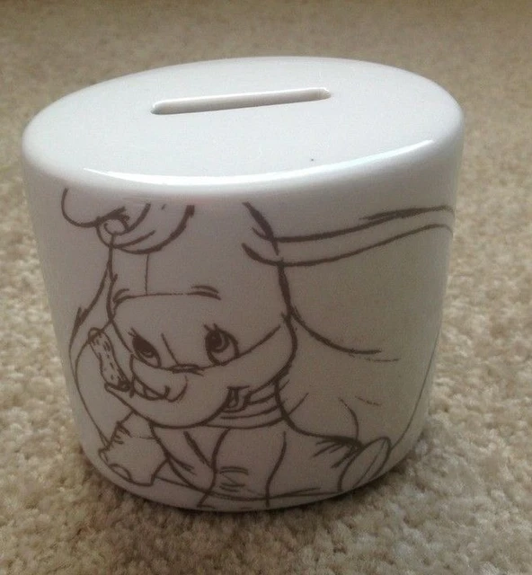 OFFICIAL DISNEY CREAM Ceramic Dumbo Money Box Baby Christening Grey
