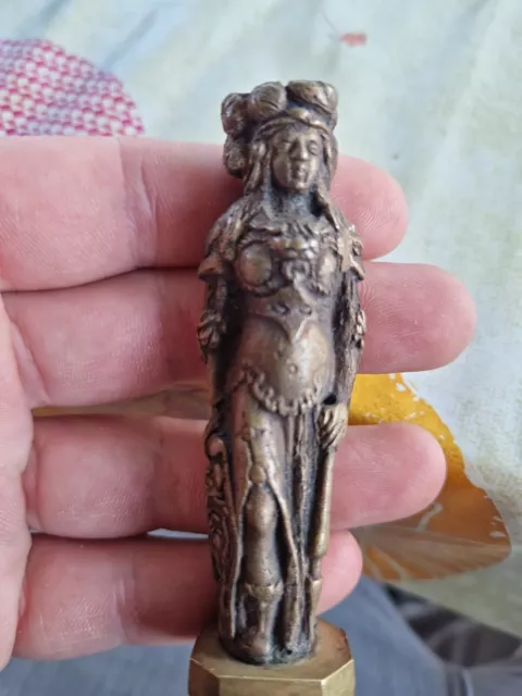 Petit Bronze Ancien Femme A L'indienne Début 19ème