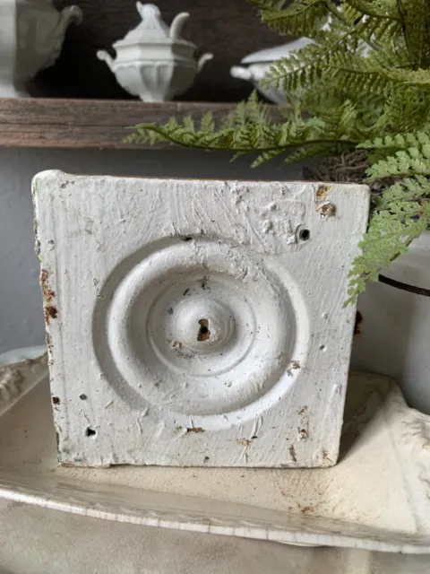 Chippy White Wood Plinth Shabby Chic Antique Bullseye Architectural Salvage