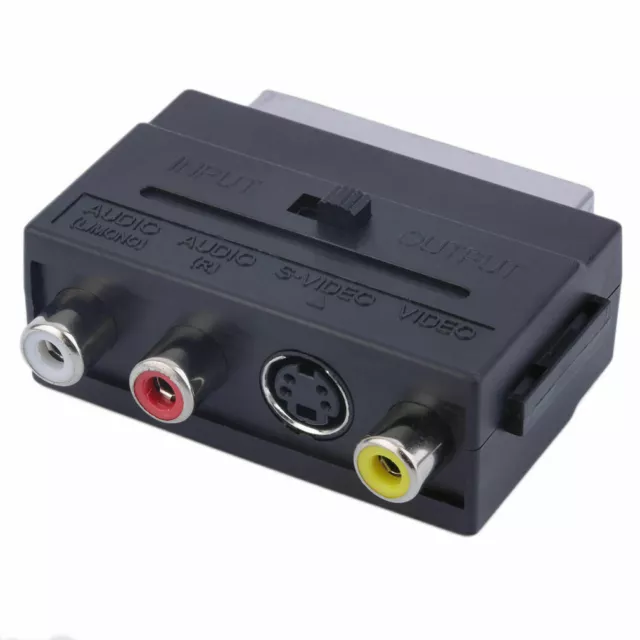 RGB SCART Male to Composite 3 RCA S-Video Audio TV Adapter VCR Euro Connector