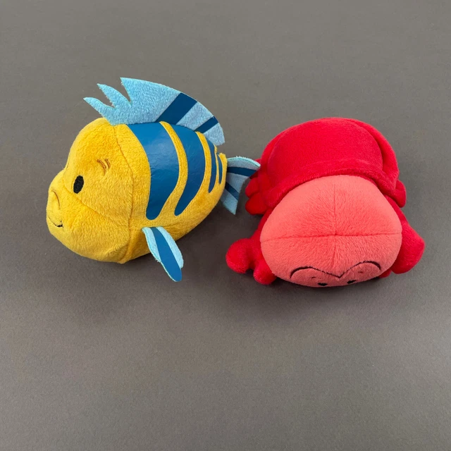DISNEY MINI FLOUNDER and Sebastian Plush Little Mermaid Stuffed Toys 4