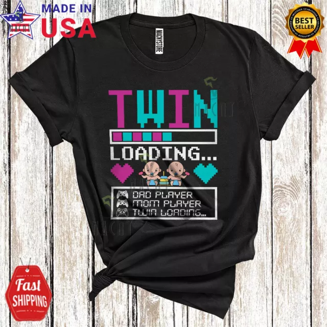 Twin Loading Cute Pregnancy Announcement Baby Dad Mom Family Gamer Gaming Shirt