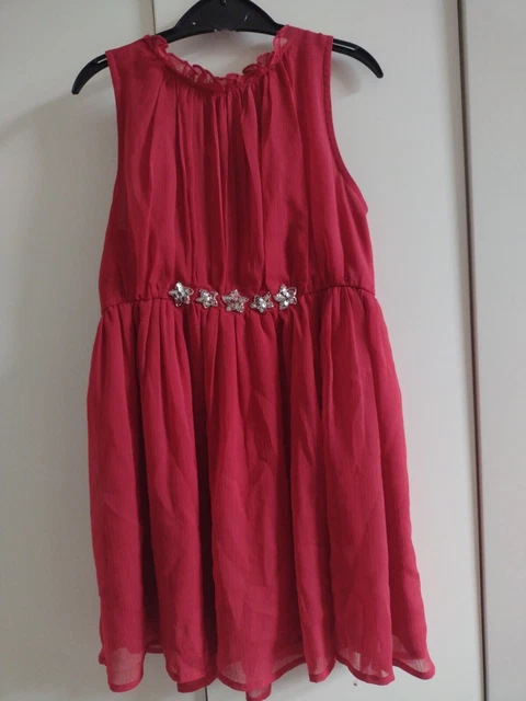 Next Girls Christmas Party Dress Red Sheer Layers Star Sequins Age 4 5 Years