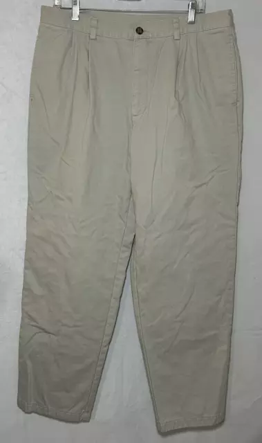 Ll Bean Men’s 36x32 Natural Fit Flannel Lined Beige Cotton Long Pants