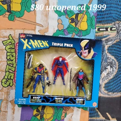 (lot#220) X-MEN TRIPLE PACK TOY BIZ 1999 BISHOP, SINISTER, GAMBIT MARVEL SEALED