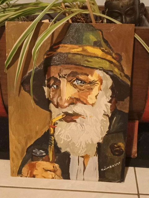 Portrait Huile Sur Panneau Signé RAIMBAULT 1966
