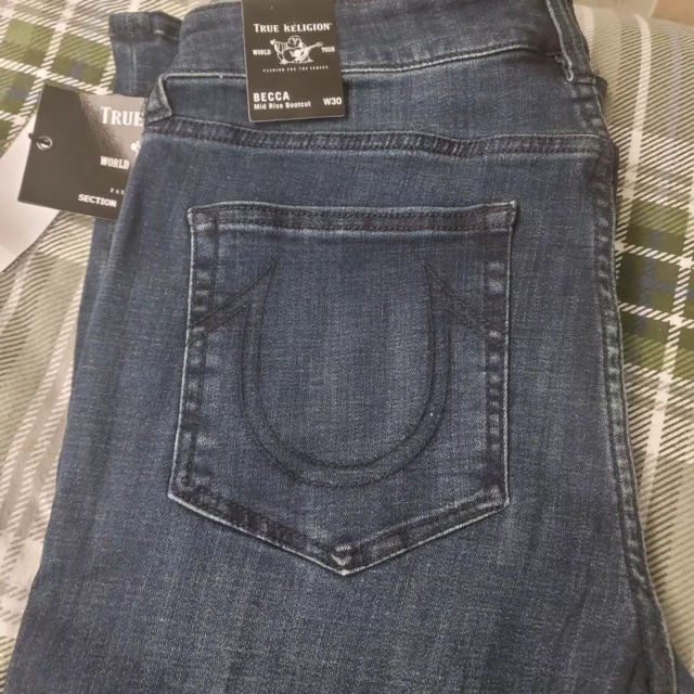 True Religion Women's Jeans Becca Flap Mid Rise Bootcut Jeans Sz 30 Waist
