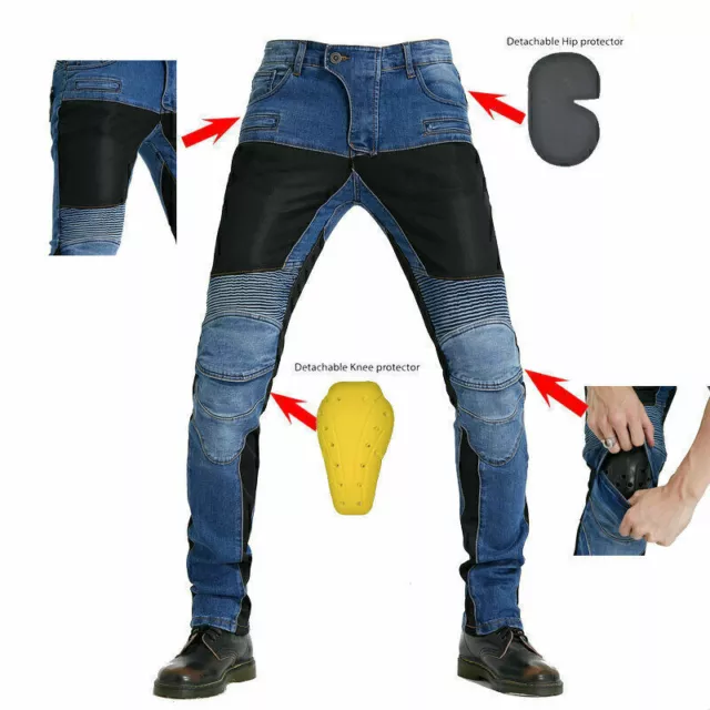 Motorcycle Jeans Safety Riding Pants Breathable Mesh Racing Trousers CE Armour